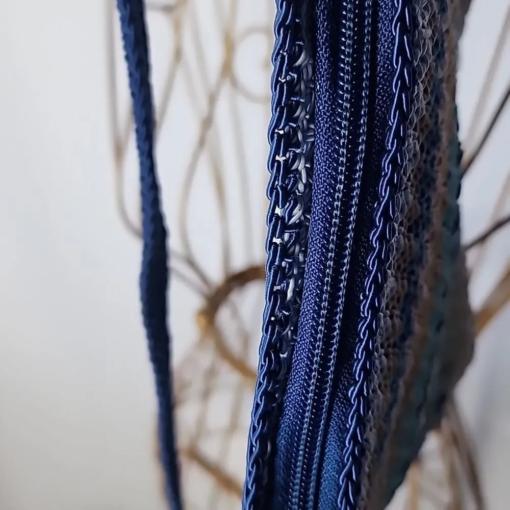 Vintage Crochet Small Crossbody Bag Beachy In Shades Of Blue & Neutral